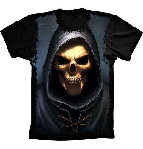 Camiseta Estilosa 3d Fullprint - Skull Caveira Ghost