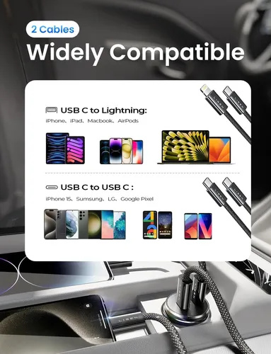 Cargador De Carro Dual Usb C Pd 45w+ 45w Para iPhone Samsung