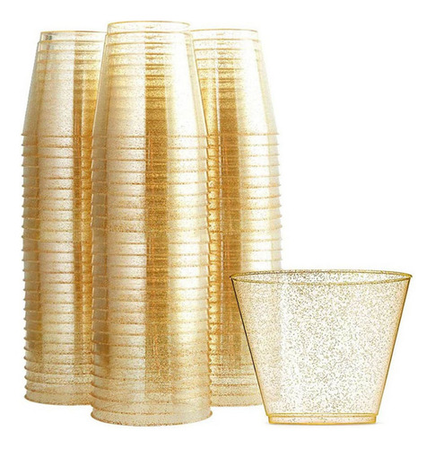 Vasos De Plástico Dorado, Copas De Vino De Plástico Transpar