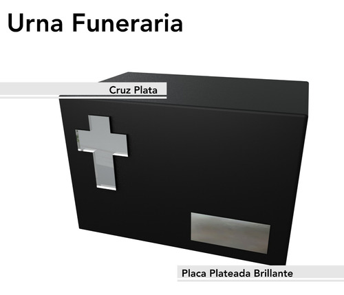 Urna Funeraria Mdf Negro Cruz Y Placa Aluminio Art20501