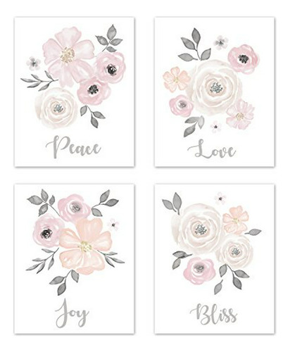 Cuadros Para Pared  Feliz Flor  Colección Acuarela - Set 4.