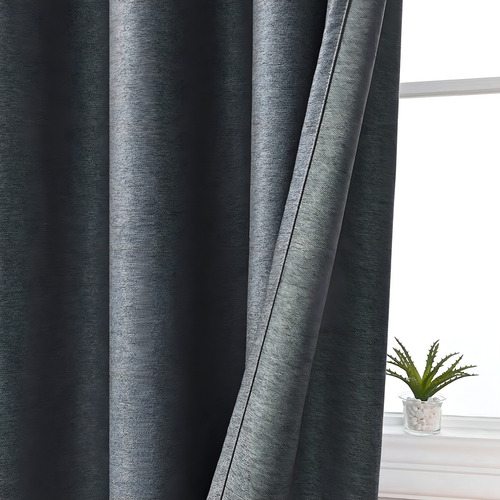 Pack X 2 Cortinas 2.40m x 1.3m Kazome C1 lisa color gris oscuro