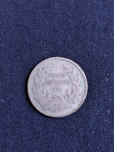 Moneda Chile Plata 20 Centavos 1916. J