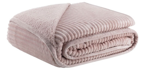 Cobertor Casal Kacyumara Lugano Com Sherpa 1,80x2,20m Cor Rose Lugano