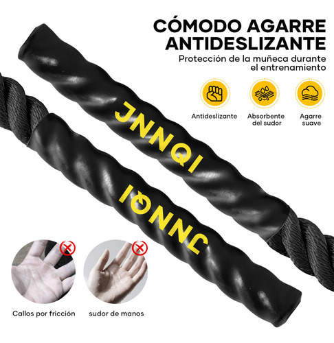 Cuerda Para Saltar Brincar MARKO 00 Antideslizante De Peso 3.8cm X 3m Cardio Pesada 2.4kg Negro