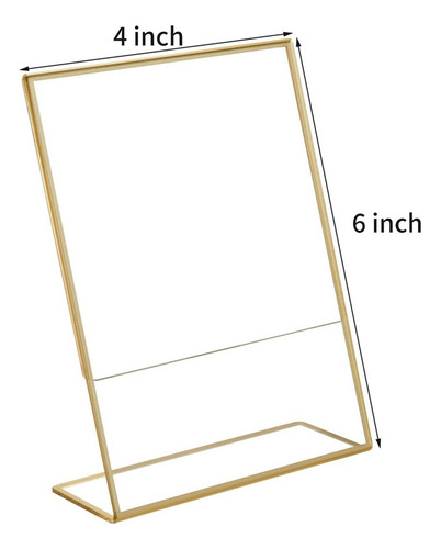Soporte Para Letreros De Mesa Con Marco Acrílico Dorado, Par