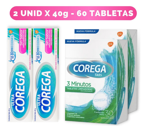Corega Tabletas 60 Tab + Dos Crema Corega Ultra 40g