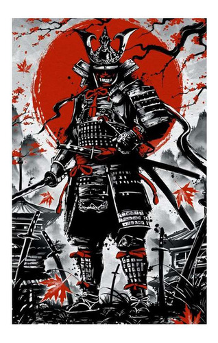 Vinilo 40x60cm Samurai Diseño Dibujo Japon Espada Tanto