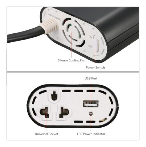 Mini Inversor Voltaje Auto Corriente 12v / 220v Usb 200w