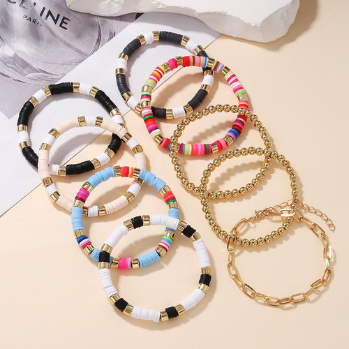 Pulsera De Cerámica Suave De Color Conjunto De 7 Piezas