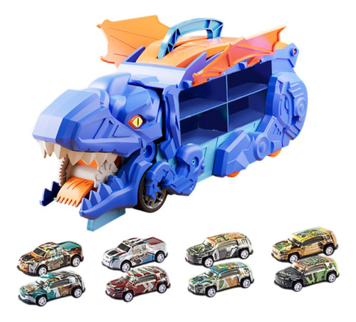 Camión De Transporte De Dinosaurios, Juguetes Con 8 Carros