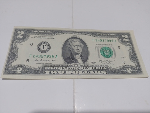 Billete De Dos Dólares, Error De Impresión, Corte