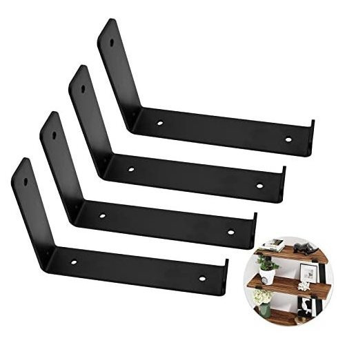 7.25 Inch Black Shelf Bracket,potaosey 4pc Heavy Duty Metal 