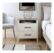 Comprar Mesa De Noche Amber Tu Mesita Melamina Blanco\u002Froble 2 Caj.