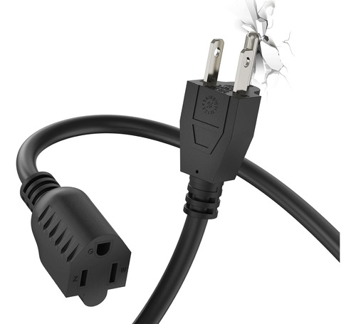 Cable De Extensión Plugtul De 3 Pies Negro, Cable De Aliment