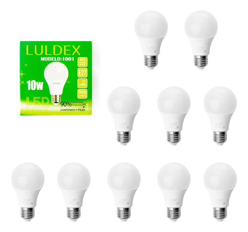 Paquete 10 Focos Led Color Luz Fria 10w       