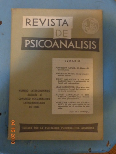 Revista De Psicoanálisis. Congreso Psic. Latinoam. De &-.