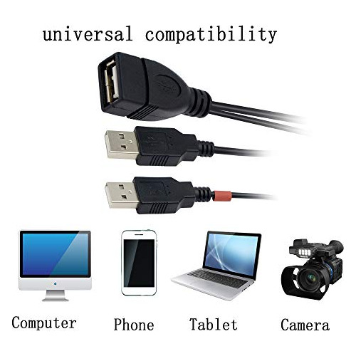 Cable Divisor Usb De 30 Cm, Usb 2.0 A Hembra A Doble Usb A M