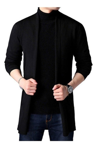 Saco Sueter Cardigan Casual Largo Abierto Para Hombre