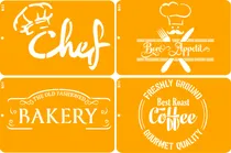 Comprar Stencil Decorativo Cocina 4 Plantillas Diseños 20x30 K51