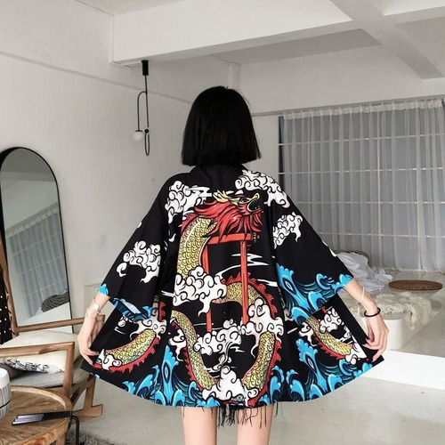Kimono Japonés Para Mujer Diseño Dragón 