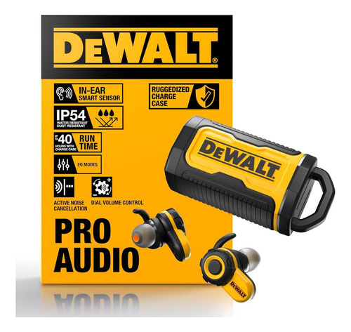 Fone De Ouvido Dewalt Jobsite Pro X2 Anc Ip54 Para Trabalho Cor Amarelo