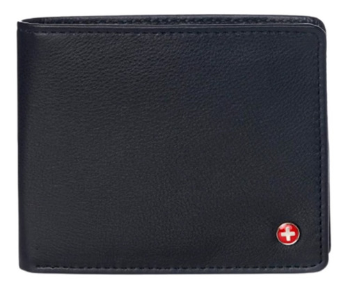 Billetera Alpine Swiss Mathias Original De Cuero - Negro