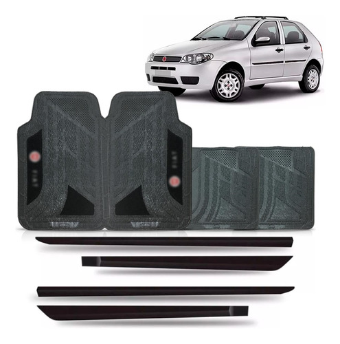 Friso Lateral Fiat Palio 2007 2008 4p + Jogo Tapete Carpete