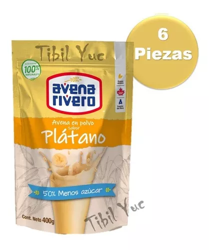 Avena En Polvo Plátano 400 Gr Licuados Postres 6 Piezas