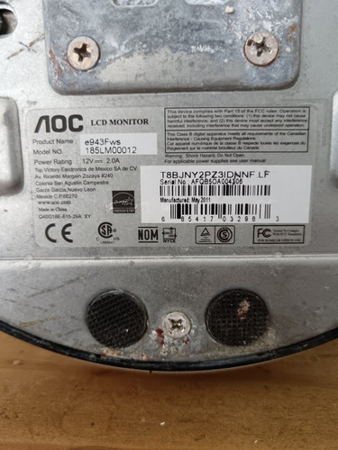 Lote De 3 Monitores Aoc E943fws Para Camaras Y Reparar Blanco (Usado)
