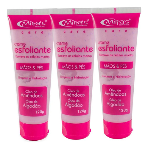 Kit 3 Cremes Esfoliantes Mãos E Pés 120g Mirras Cosméticos