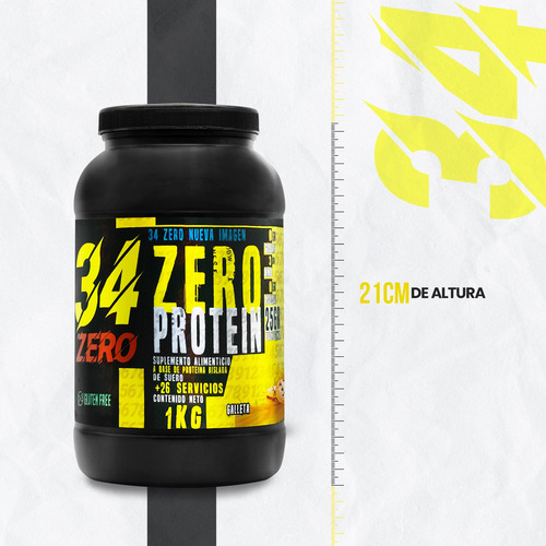 Proteína Hidrolizada 34 Zero 1kg Sabores 26 Servicios Galleta