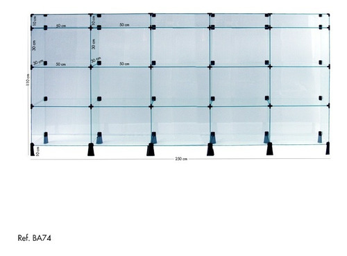 Balcão De Atendimento Modulado Em Vidro - 2,50 X 1,10 X 0,30