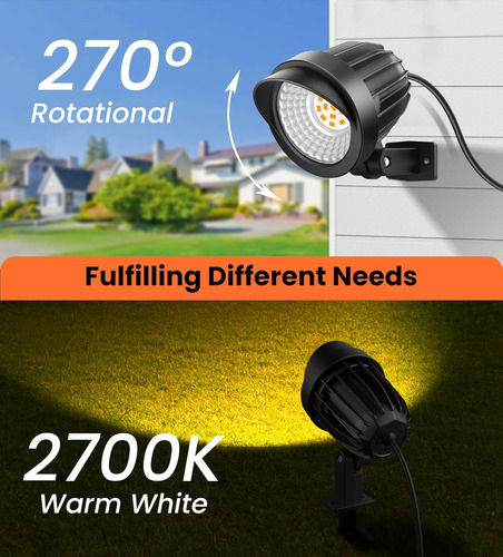 Luces Led De Paisaje 7 W 12/24 V Ip66 Blancas Cálidas Paquet