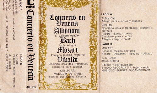 Concierto En Venecia Cassette  Bach . Mozart    ( Cassette )