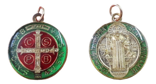 Medalla San Benito Dorada - Pintada Con Protección De Resina