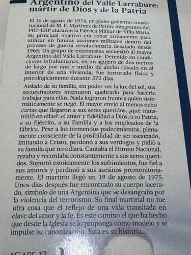 Argentino Del Valle Larrabure: Mártir De Dios Y De La Patria