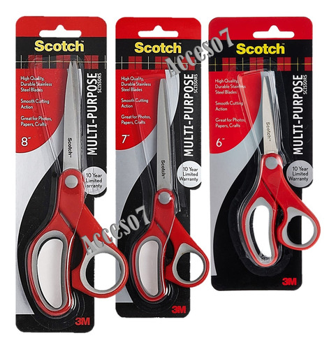 3 Tijeras Scotch® Multiusos 8 7 Y 6 Pulgada Acero Inoxidable