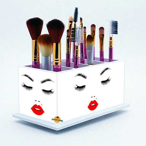 Porta Pincel De Maquiagem Personalizado Branco - Beijo Mod2