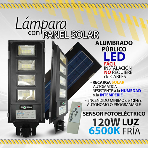 Lampara Led Cn Panel Solar Integrado 120w 6500k Zaxon/ 10351