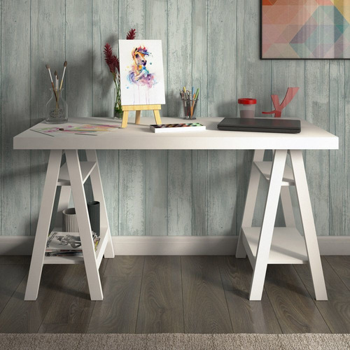 Mesa Para Escritório Escrivaninha Cavalete Art Web Branco