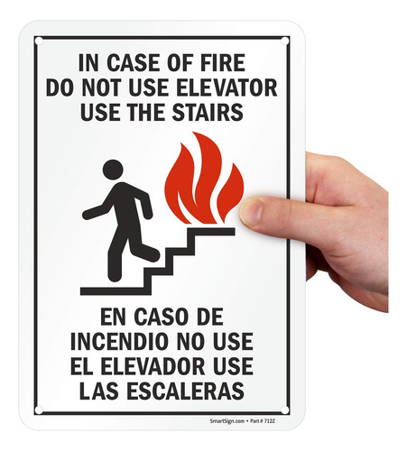 Smartsign Caso Incendio No Usar Ascensor Escaleras  Letrero