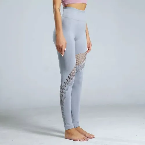 Lycra Leggings Deportivo Con Malla - Gris Claro Ref. 1150