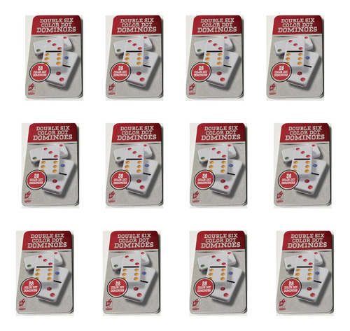 Pack 12 Domino Caja Metalica 28 Piezas Puntos Colores