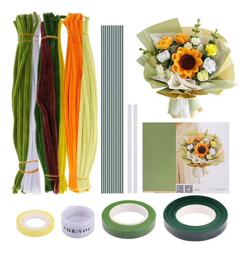Bouquet De Flores Tejidas De Felpa Simulada, Conjunto De