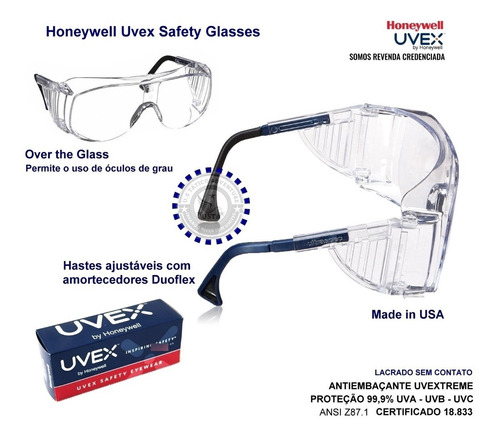Imagem 1 de 5 de Óculos De Sobrepor Grau Ultraspec Antiembaçante Uvex Usa