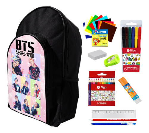 Super Combo Mochila + Utiles De Bts K-pop #221