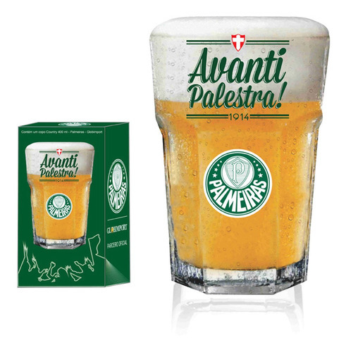 Copo Personalizado Palmeiras Avanti - Suco E Cerveja 400 Ml Cor Transparente