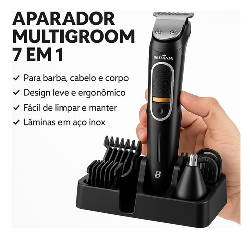 Aparador De Pelos 7 Em 1 Para Barba, Cabelo, Nariz E Corpo