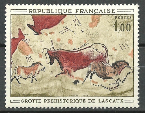 Francia 1968 Yv 1555** Arte Rupestre Cueva Lascaux Pintura U
